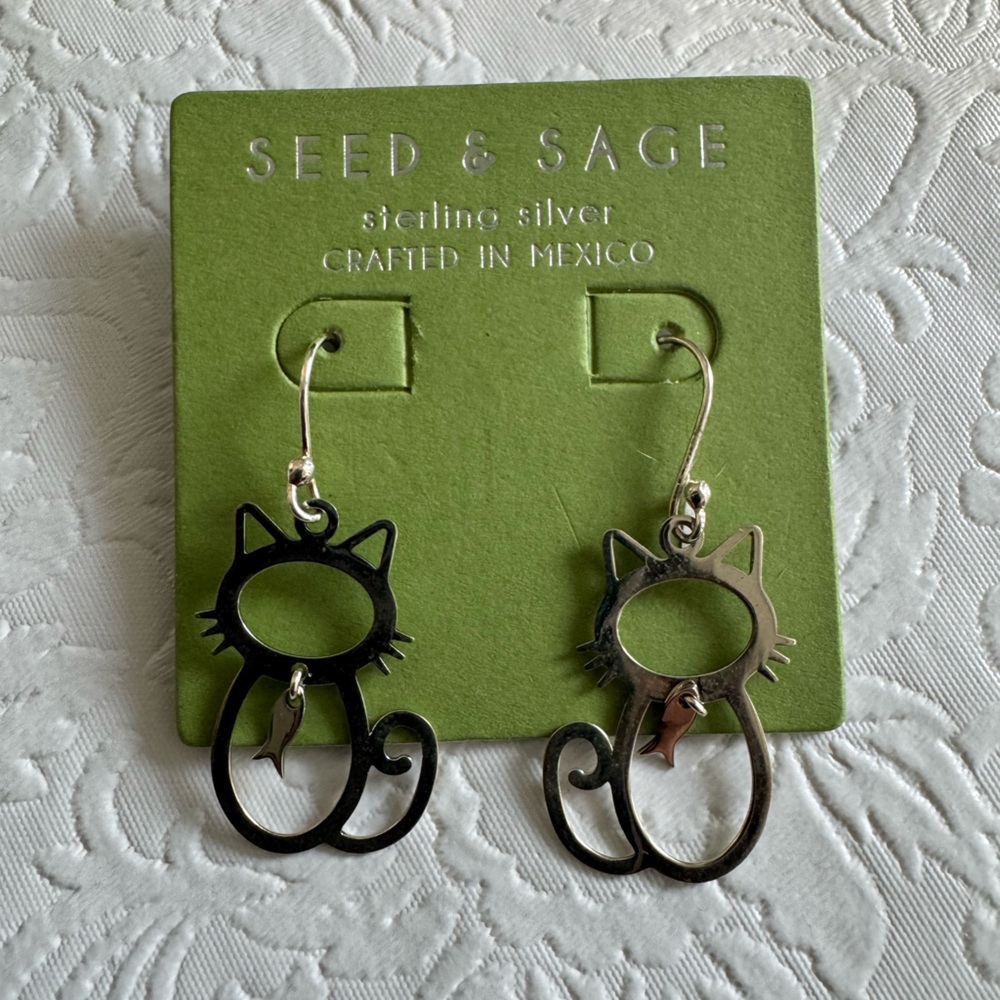 Seed & Sage Cat Dangle Fish Earrings